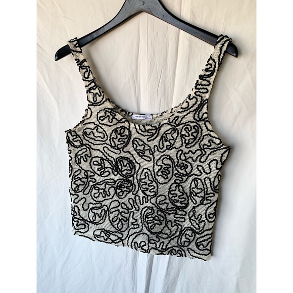 Zara Trafaluc Open Knit Mesh Net Abstract Tank Top - Picture 2 of 5